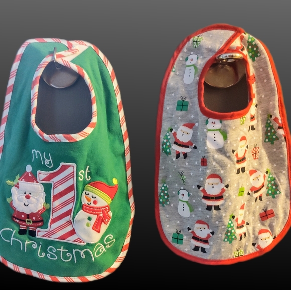 Baby Essentials 2 Pack Christmas Bibs - Picture 1 of 1